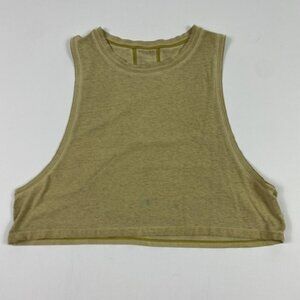 Lululemon Crop Tank Shirt Womens Medium Olive Green Muscle Open Sides Yoga